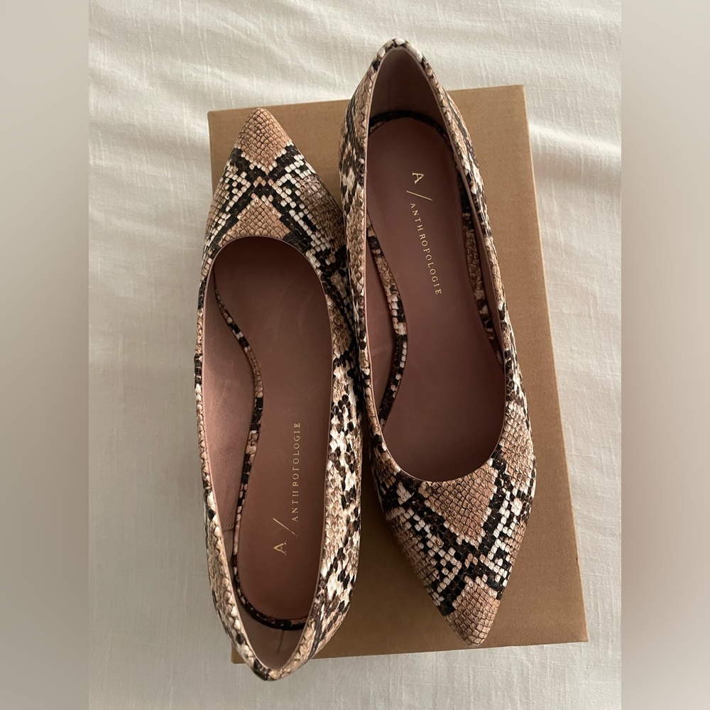 Anthropologie Snakeskin Block Heels